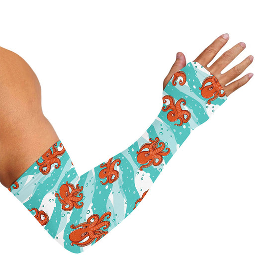 Cartoon Octopus Pattern Print Sun Protection Arm Sleeves