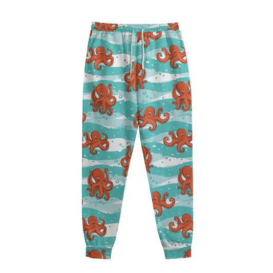 Cartoon Octopus Pattern Print Sweatpants