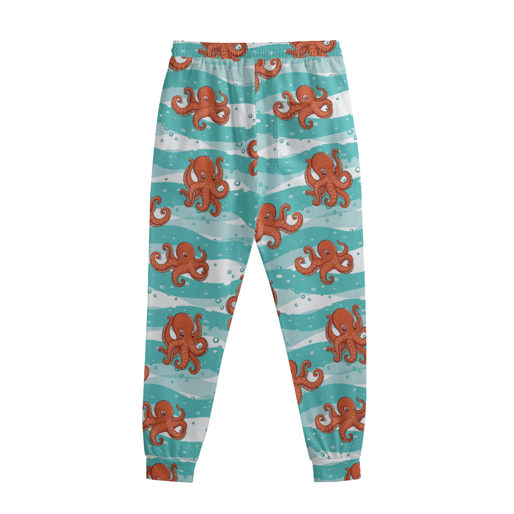 Cartoon Octopus Pattern Print Sweatpants