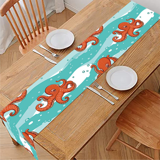 Cartoon Octopus Pattern Print Table Runner