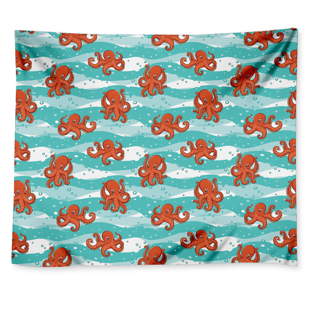 Cartoon Octopus Pattern Print Tapestry