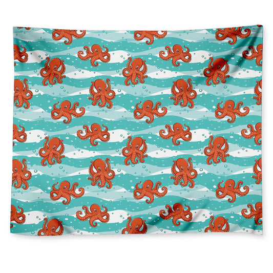 Cartoon Octopus Pattern Print Tapestry