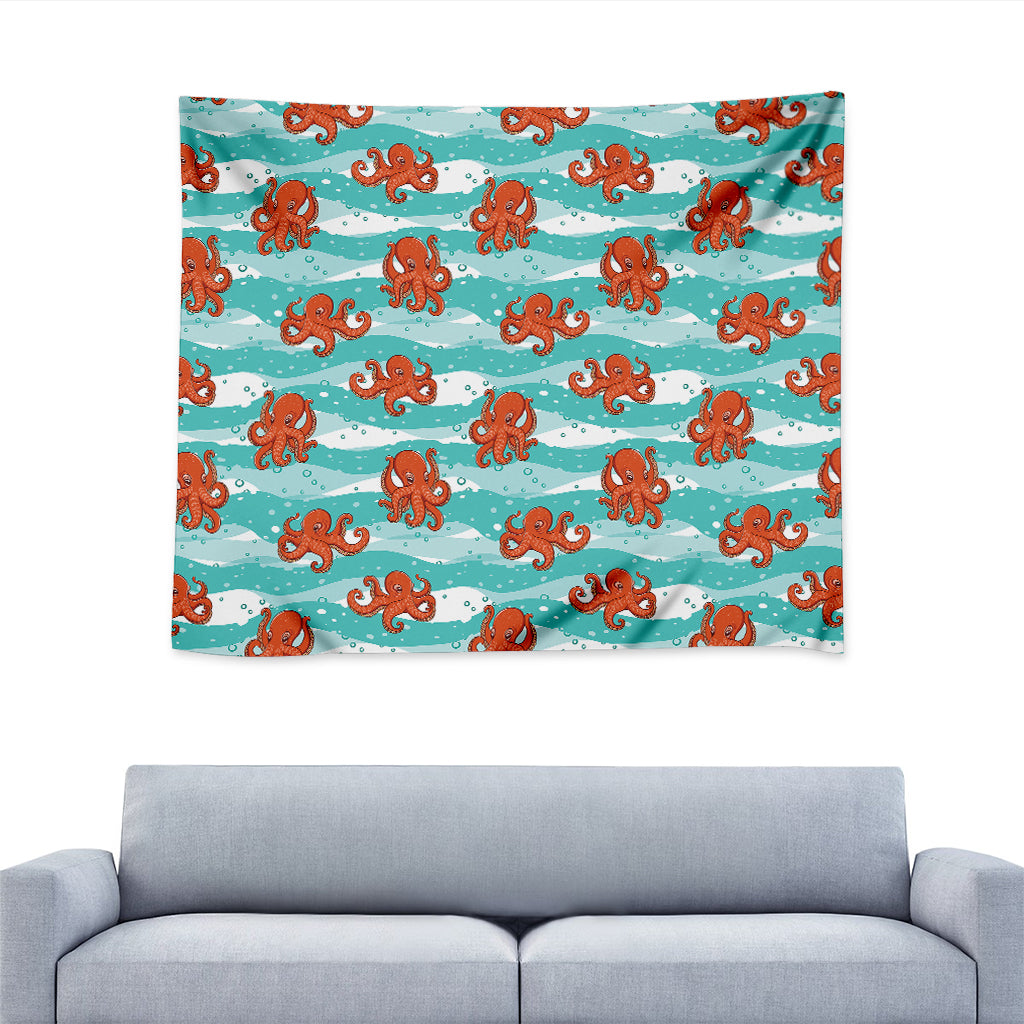 Cartoon Octopus Pattern Print Tapestry