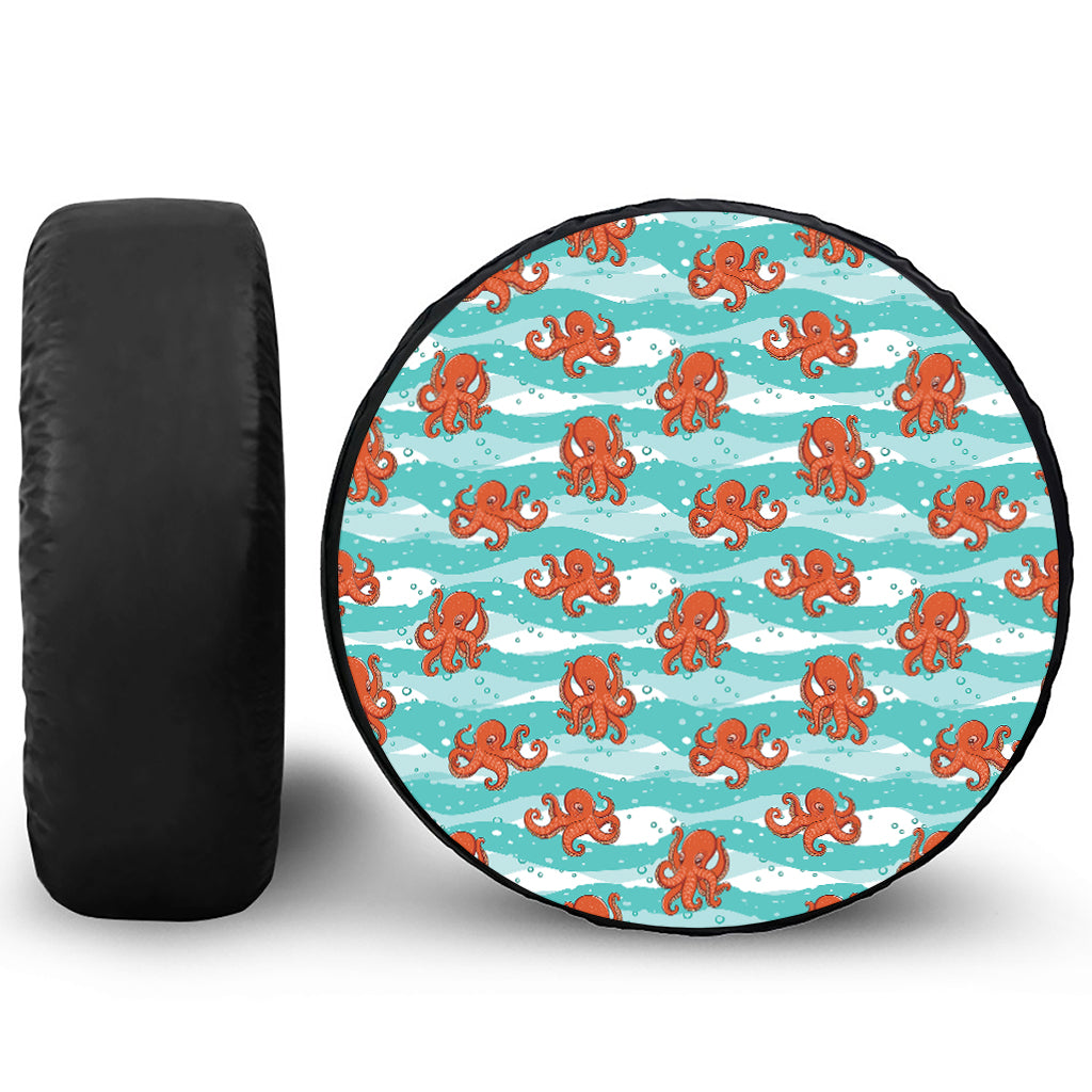 Cartoon Octopus Pattern Print Tire Cover