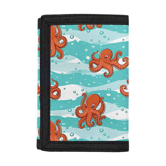 Cartoon Octopus Pattern Print Trifold Wallet
