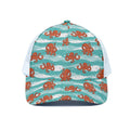 Cartoon Octopus Pattern Print White Mesh Trucker Hat