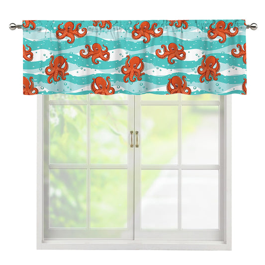 Cartoon Octopus Pattern Print Window Valance