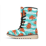 Cartoon Octopus Pattern Print Winter Boots