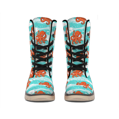 Cartoon Octopus Pattern Print Winter Boots