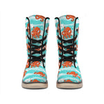Cartoon Octopus Pattern Print Winter Boots