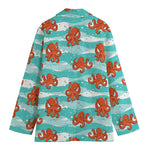 Cartoon Octopus Pattern Print Women's Blazer