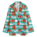 Cartoon Octopus Pattern Print Women's Cotton Blazer