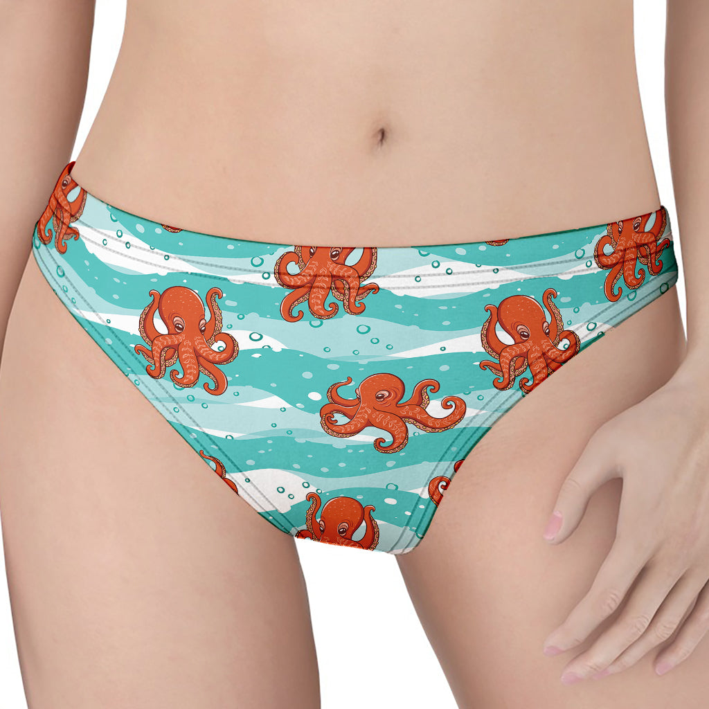 Cartoon Octopus Pattern Print Women's Thong