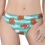 Cartoon Octopus Pattern Print Women's Thong