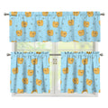 Cartoon Pomeranian Pattern Print 3 Piece Kitchen Curtains