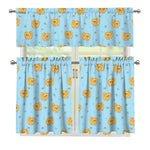 Cartoon Pomeranian Pattern Print 3 Piece Kitchen Curtains