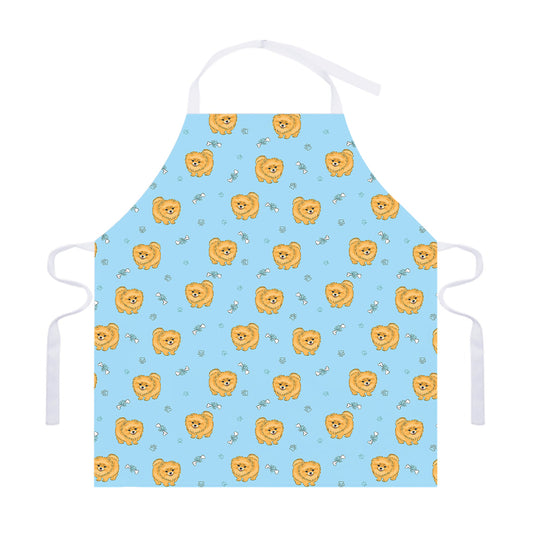 Cartoon Pomeranian Pattern Print Adjustable Apron