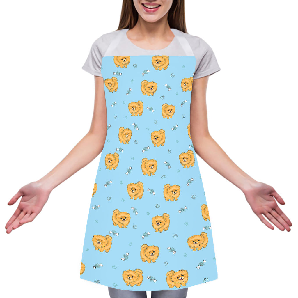 Cartoon Pomeranian Pattern Print Adjustable Apron