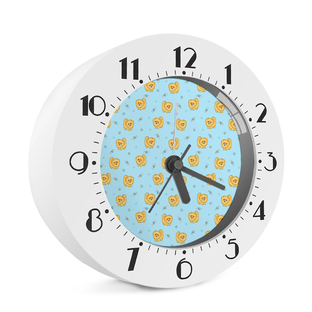 Cartoon Pomeranian Pattern Print Alarm Clock