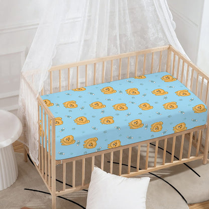 Cartoon Pomeranian Pattern Print Baby Crib Sheet