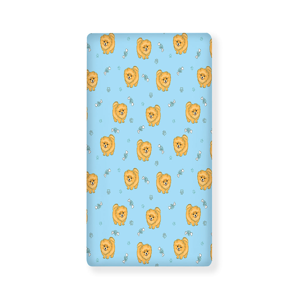 Cartoon Pomeranian Pattern Print Baby Crib Sheet