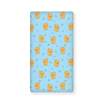 Cartoon Pomeranian Pattern Print Baby Crib Sheet