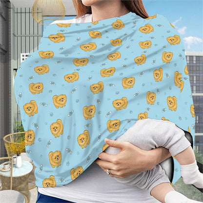 Cartoon Pomeranian Pattern Print Baby Seat Cover