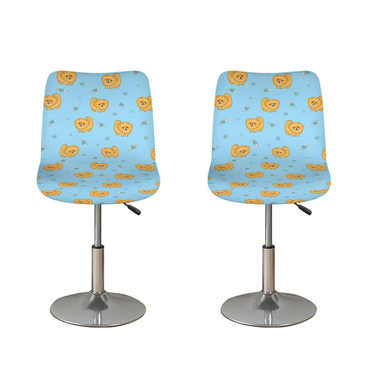 Cartoon Pomeranian Pattern Print Bar Stool Covers