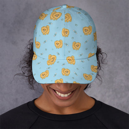 Cartoon Pomeranian Pattern Print Baseball Cap