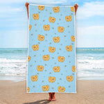 Cartoon Pomeranian Pattern Print Beach Towel