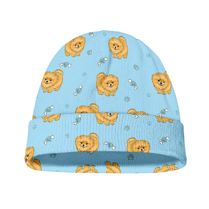 Cartoon Pomeranian Pattern Print Beanie