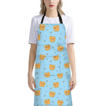 Cartoon Pomeranian Pattern Print Bib Apron With Pocket