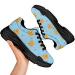 Cartoon Pomeranian Pattern Print Black Chunky Shoes