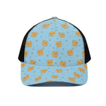 Cartoon Pomeranian Pattern Print Black Mesh Trucker Cap