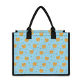 Cartoon Pomeranian Pattern Print Canvas Tote Bag