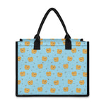 Cartoon Pomeranian Pattern Print Canvas Tote Bag