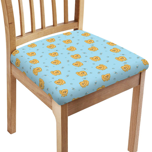 Cartoon Pomeranian Pattern Print Chair Cushion Cover