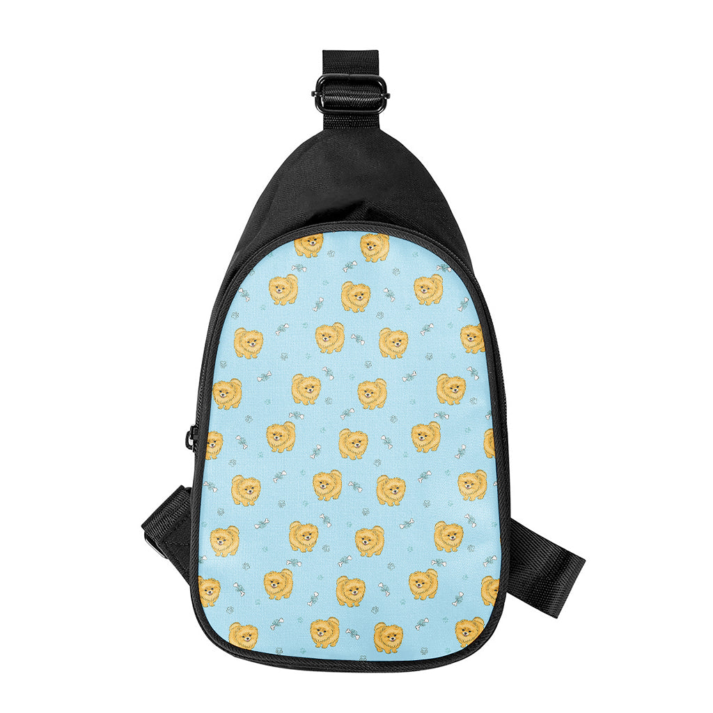 Cartoon Pomeranian Pattern Print Chest Bag