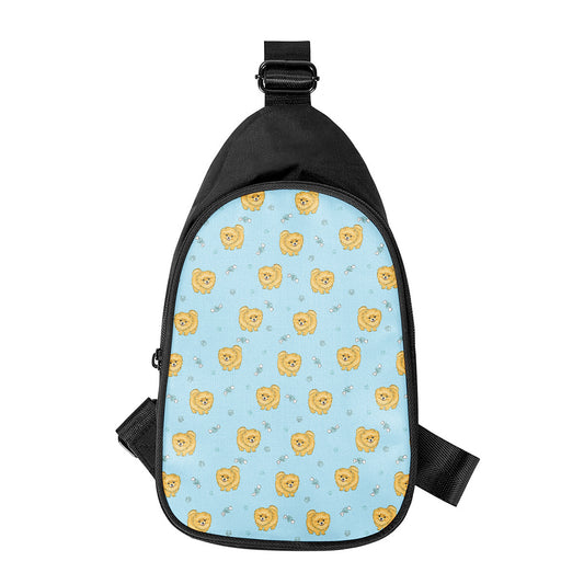 Cartoon Pomeranian Pattern Print Chest Bag