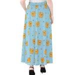 Cartoon Pomeranian Pattern Print Chiffon Maxi Skirt