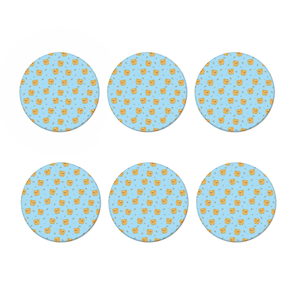 Cartoon Pomeranian Pattern Print Coaster Set