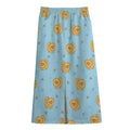 Cartoon Pomeranian Pattern Print Cotton Front Slit Maxi Skirt