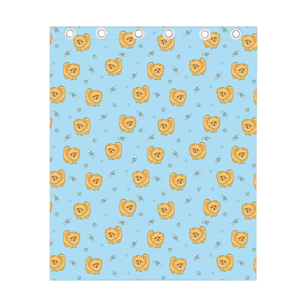 Cartoon Pomeranian Pattern Print Curtain