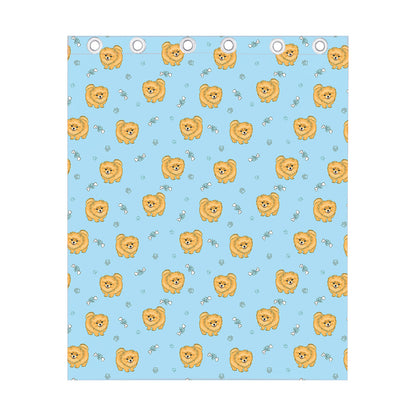 Cartoon Pomeranian Pattern Print Curtain