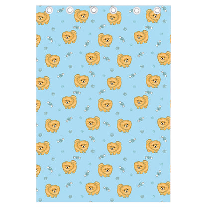 Cartoon Pomeranian Pattern Print Curtain