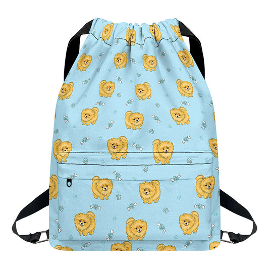 Cartoon Pomeranian Pattern Print Drawstring Backpack