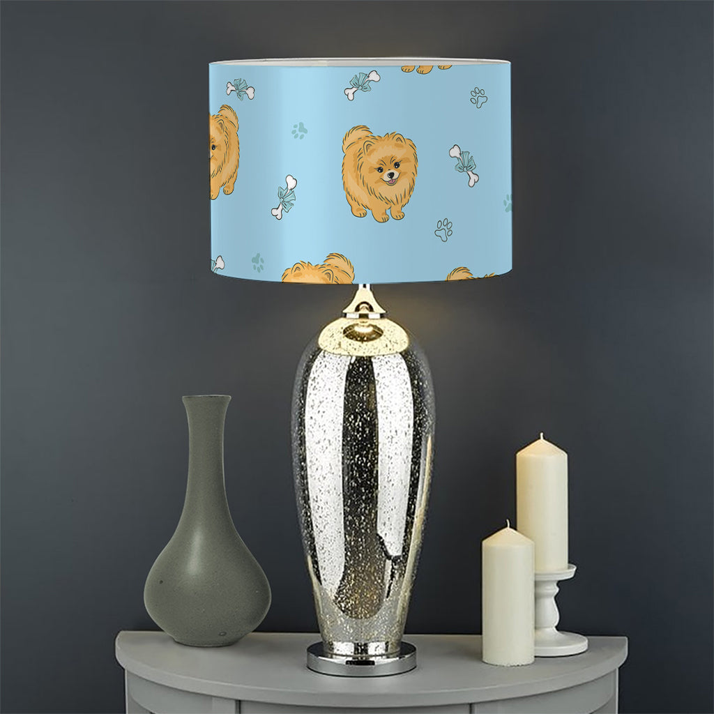 Cartoon Pomeranian Pattern Print Drum Lamp Shade