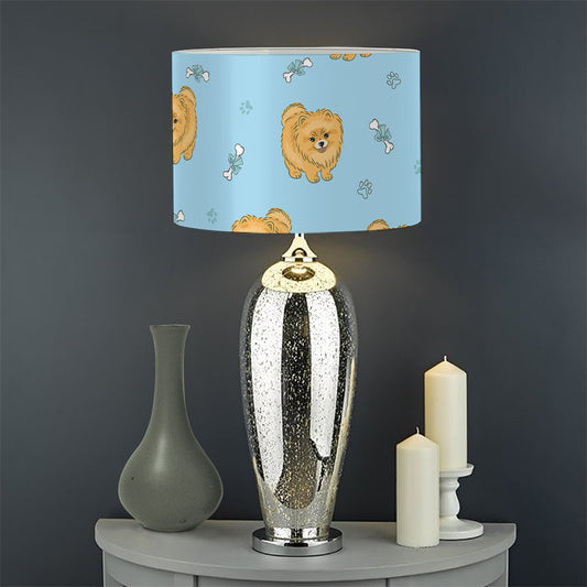 Cartoon Pomeranian Pattern Print Drum Lamp Shade
