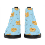 Cartoon Pomeranian Pattern Print Flat Ankle Boots