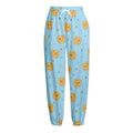 Cartoon Pomeranian Pattern Print Fleece Lined Knit Pants